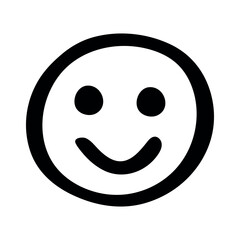 Simple hand drawn happy emoji Smile face doodle Single element for print, web, design, decor