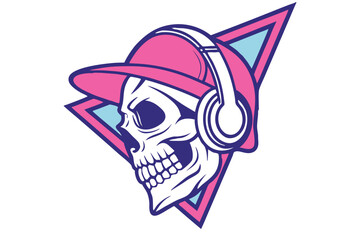 Esports skull with headphones logo design featuring a striking silhouette for gaming brands and teams