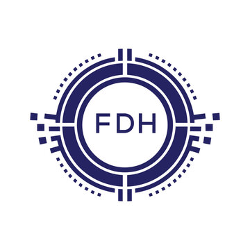 FDH Modern Abstract Circular Technology Logo Design with FDH Letter Logo.
