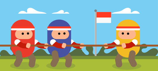 Fototapeta premium vector illustration special independence day indonesia 17 agustus. flat design style.