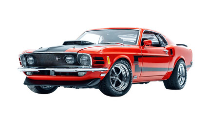 Obraz premium Red classic muscle sports car on white background