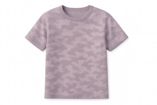 Purple camouflage pattern printed on a t-shirt, perfect for showcasing your designs with transparent background