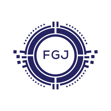 FGJ Modern Abstract Circular Technology Logo Design with FGJ Letter Logo.
