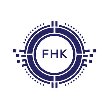 FHK Modern Abstract Circular Technology Logo Design with FHK Letter Logo.
