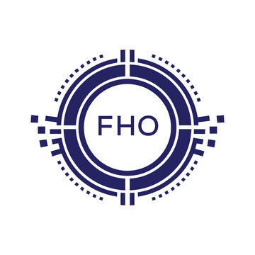 FHO Modern Abstract Circular Technology Logo Design with FHO Letter Logo.
