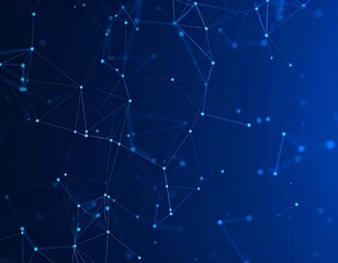 Abstract network of interconnected nodes and lines on a dark blue background