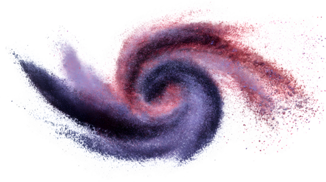 Colorful spiral galaxy, isolated on transparent background