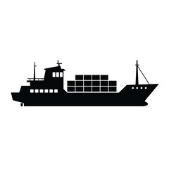 Fototapeta premium Black cargo ship carrying containers vessel transport