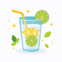 Refreshing Tropical Fruit Drink Illustration