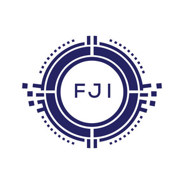 FJI Modern Abstract Circular Technology Logo Design with FJI Letter Logo.
