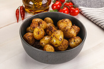 Baked mini potato with herbs