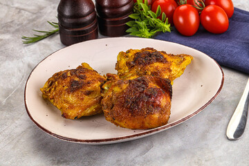 Roasted chicken thighs  with spices