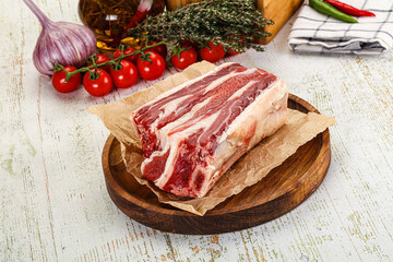 Raw beef ribs for cooking