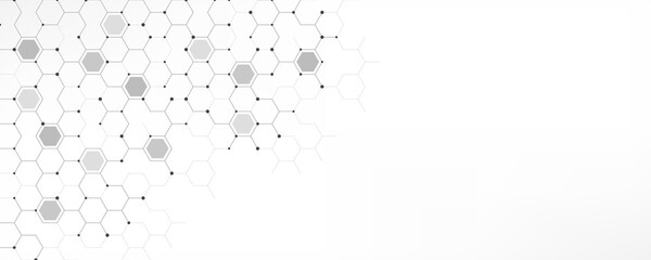 Graphic design element with abstract geometric background of simple hexagon pattern