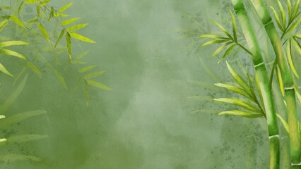 Light and Dark Green Gradient Bamboo Zen Background. Botanical Abstract Zen Nature Background with Bamboo. Calm Eco Zen Background with Bamboo Trees and Greenery watercolour background paint wallpaper