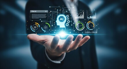 Unlock future innovation with AI technology showcasing digital intelligence and advanced analytics for business growth and strategy development