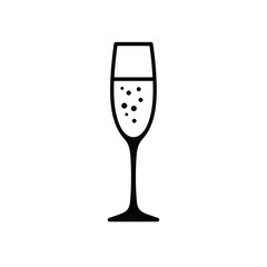 Black champagne flute with bubbles glass drink