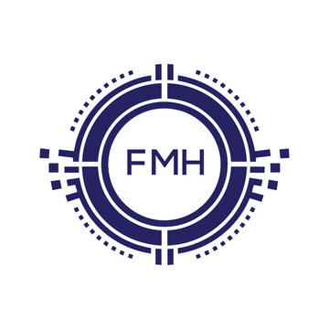 FMH Modern Abstract Circular Technology Logo Design with FMH Letter Logo.
