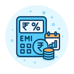 Fototapeta premium EMI Calculator with Indian rupee symbol., Icon isolated on Transparent background 