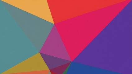 A vibrant display of various polygonal shapes, showcasing a dynamic interplay of bold, colorful triangles, creating a striking abstract design.