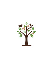 Stylized tree illustration with birds