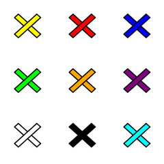 Obraz premium カラフルなバツアイコン9種類セット