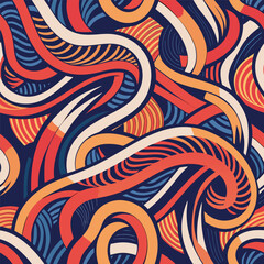 Abstract Swirls and Stripes Pattern