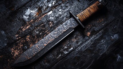 Hunting Knife Dark Wood Sharp Blade.