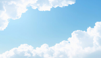 雲の枠　青空と雲　澄んだ空に広がる白い雲の背景　テキストスペース