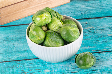 Raw green ripe brussels sprouts