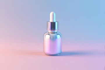 Naklejka premium Iridescent Dropper Bottle on Pastel Background