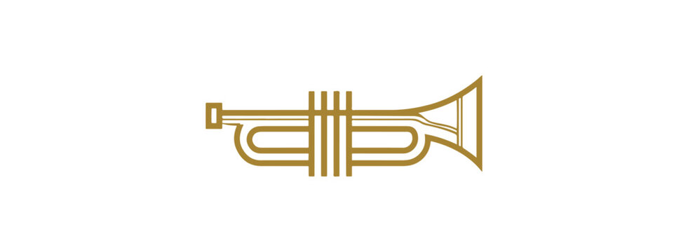 Gold trumpet graphic illustration