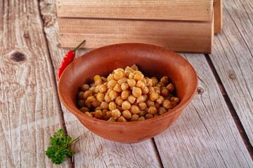 Boiled chickpea beans in the bowl