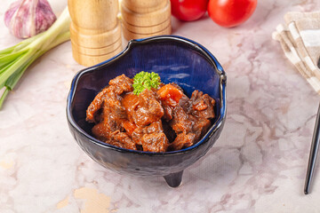 Hungarian goulash with beef meat