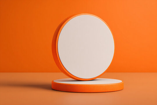 Clean mockup of a circular coaster on a bright orange surface, showcasing space for custom artwork, branding, and print design templates.