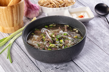 Vietnamese Pho Bo soup with beef