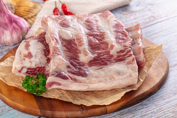 Raw pork ribs for cooking