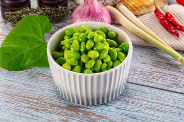 Edamame beans in the bowl