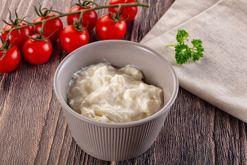 Italian delicous stracciatella young soft cheese