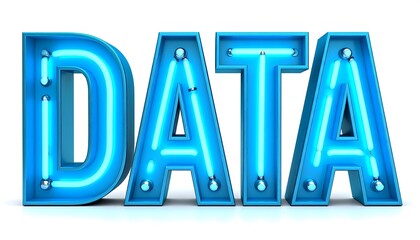 3D neon blue "DATA" sign