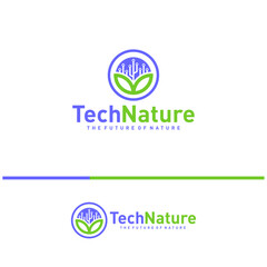 Creative Nature Tech Logo Design Concepts. Bio Tech Logo Template Vector