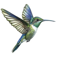 Fototapeta premium Hummingbird in flight, vibrant colors