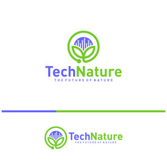 Creative Nature Tech Logo Design Concepts. Bio Tech Logo Template Vector