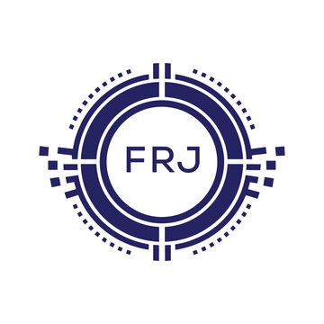 FRJ Modern Abstract Circular Technology Logo Design with FRJ Letter Logo.
