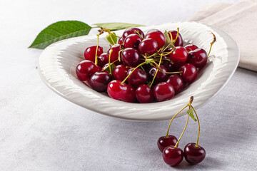 Ripe sweet fresh juicy cherry