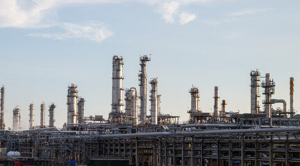Oil and Gas Industrial zone,The equipment of oil refining,Close-up of industrial pipelines of an oil-refinery plant,Detail of oil pipeline with valves in large oil refinery.
