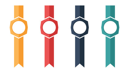 Four colorful ribbons with hexagon shapes and a blank circle in the center, vector illustration.