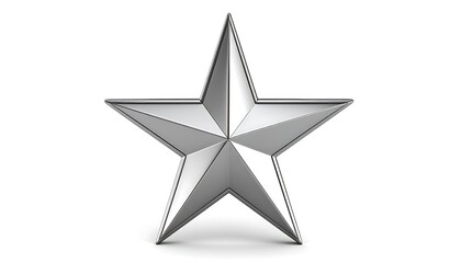 Fototapeta premium 3D rendered, metallic silver star on white background