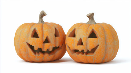 Spooky Carved Pumpkins: Two carved pumpkins ready for a Halloween night. These pumpkins embody the spooky season.
