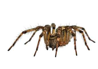 Obraz premium Brown Spider Macro Photography: Isolated Arachnid Specimen isolated on transparent background